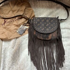 Montana West Star Patterned Brown Crossbody Bag